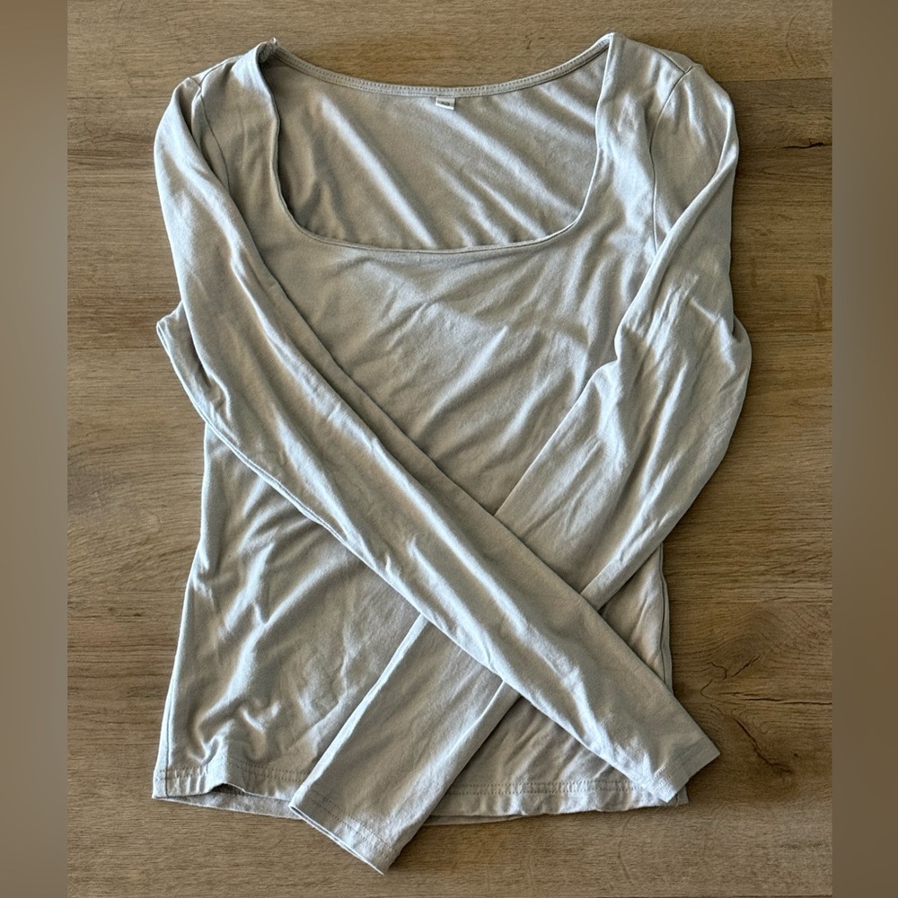 Grey Square Neck Long Sleeve